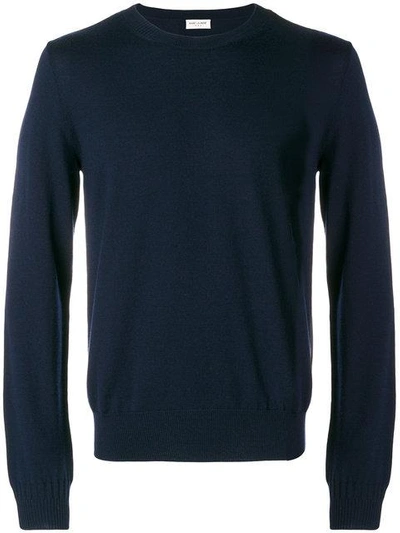 Shop Saint Laurent Classic Knitted Sweater In Blue