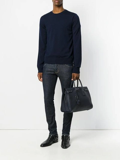 Shop Saint Laurent Classic Knitted Sweater In Blue