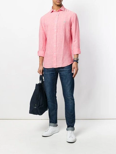 Shop Polo Ralph Lauren Long Sleeved Woven Shirt In Pink