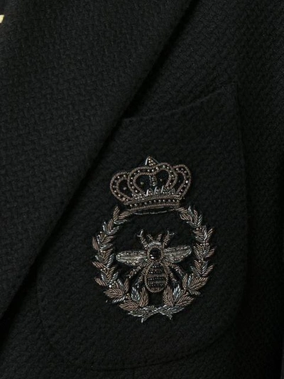 Shop Dolce & Gabbana Textured Bee Embroidered Blazer - Black