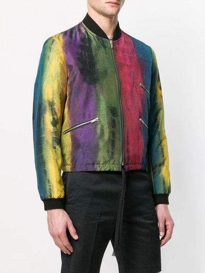 Shop Saint Laurent Tie-dye Varsity Jacket - Multicolour