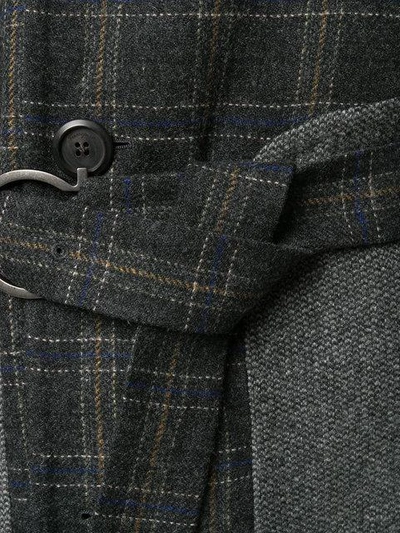 Shop Ferragamo Salvatore  Belted Check Coat - Grey