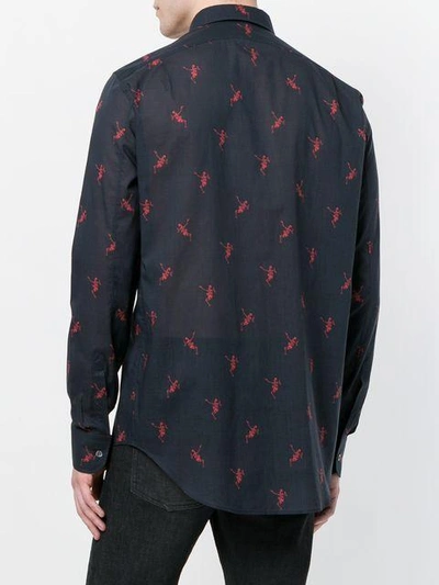 Shop Alexander Mcqueen Funny Bones Print Shirt In Blue