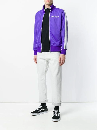 Shop Palm Angels Zipped Up Track Jacket In Purple