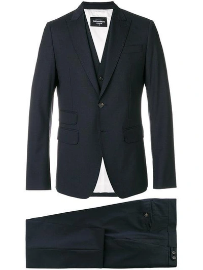 Shop Dsquared2 London Three-piece Suit In Blue