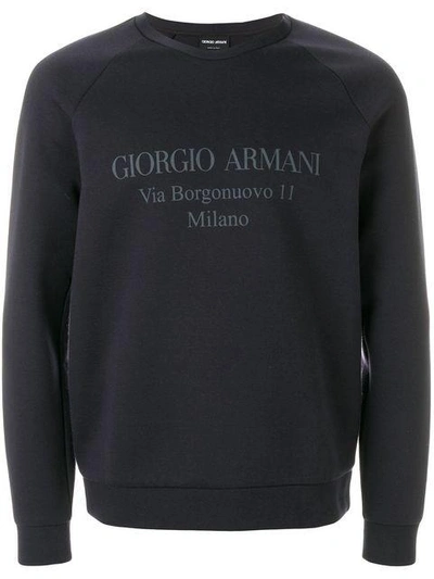 Shop Giorgio Armani Logo Detail Sweatshirt In Blue