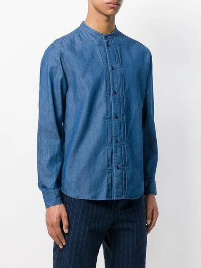 Shop Natural Selection Grandad Button Shirt In Blue