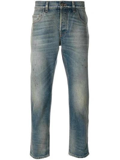 Shop Gucci Tapered Denim Jeans In Blue