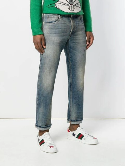 Shop Gucci Tapered Denim Jeans In Blue