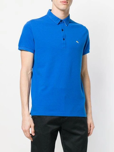 Shop Etro Short Sleeve Polo Shirt In Blue