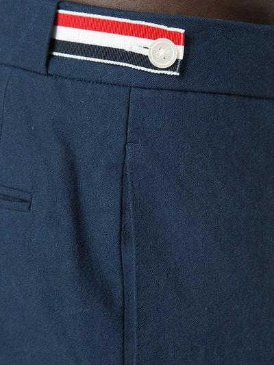 Shop Thom Browne Low Rise Skinny Side Tab Trouser In Salt Shrink Cotton In Blue