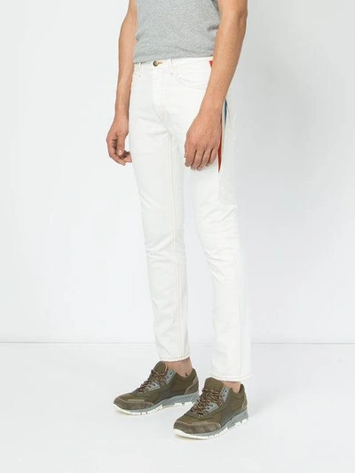 Shop Facetasm Stripe Detail Skinny Jeans - White