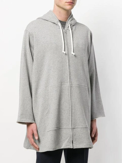 Shop Comme Des Garçons Shirt Oversized Rear Printed Zipped Sweatshirt In Grey