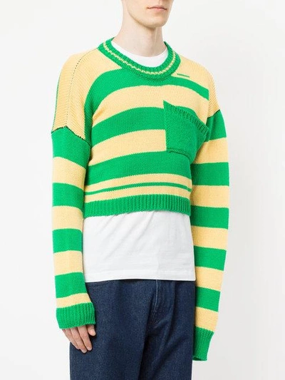Shop Raf Simons Cropped Stripe Sweater