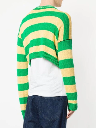 Shop Raf Simons Cropped Stripe Sweater