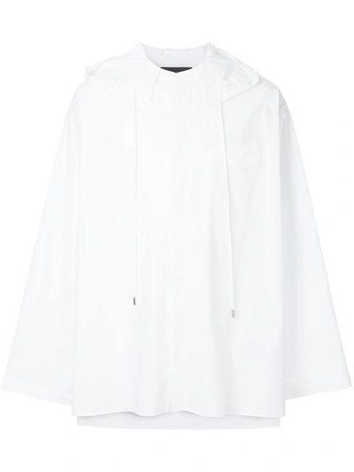 Shop Juunj Drawstring Hood Shirt In White