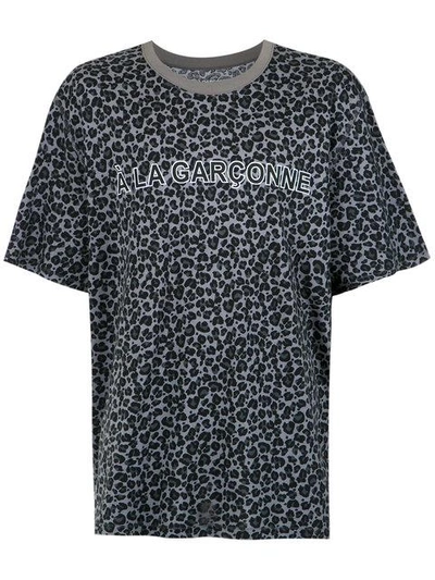 Shop À La Garçonne Leopard Print Oversized  X Hering T-shirt - Black