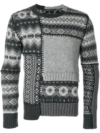 Alexander Mcqueen Patchwork Fair Isle Sweater, Gray/black/cream Multi ...