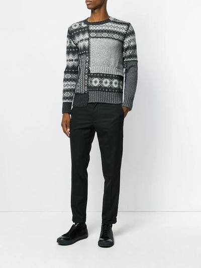 Shop Alexander Mcqueen Geometric Intarsia Sweater In Grey