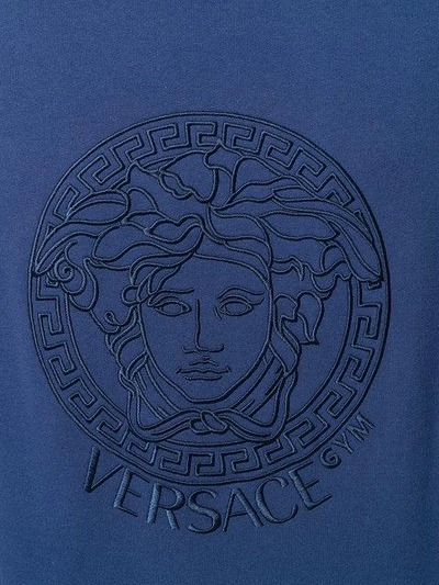 Shop Versace Embroidered Medusa Sweatshirt - Blue
