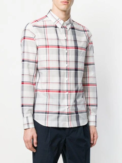 Shop Moncler Plaid Fitted Shirt In White