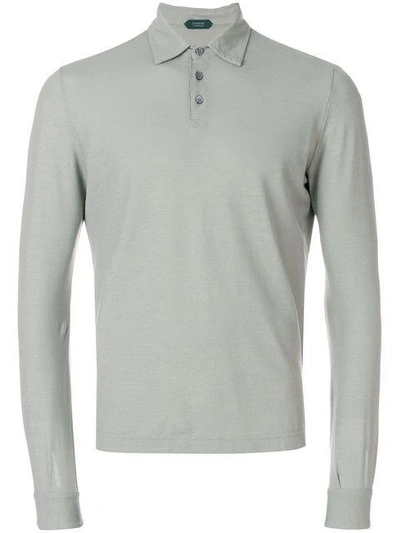 Shop Zanone Long Sleeve Polo Shirt