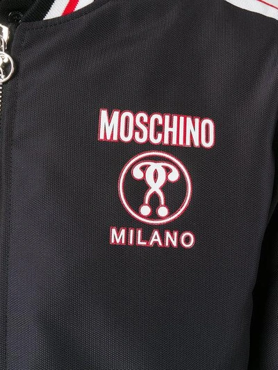 Shop Moschino Double Question Mark Bomber Jacket In 1555 Black Multi