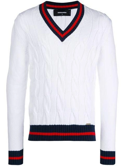 Shop Dsquared2 Stripe-trimmed Jumper - White