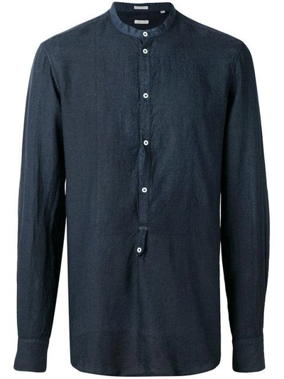 Shop Massimo Alba Mandarin Collar Shirt In Blue