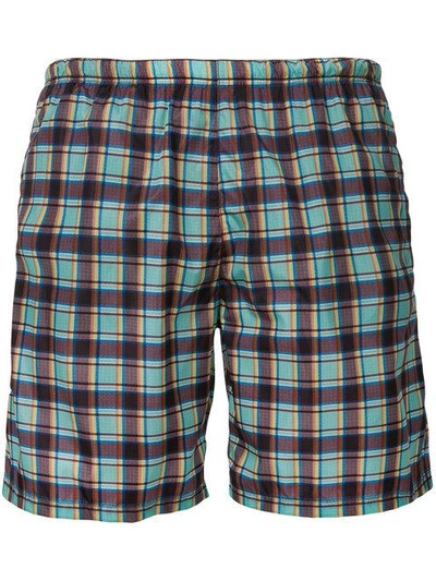 Shop Prada Check Swim Shorts