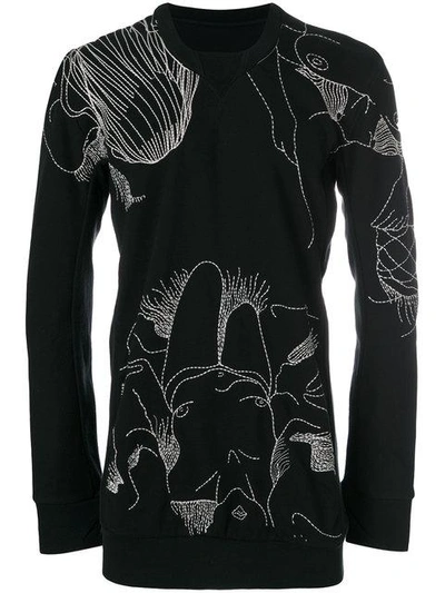 Shop 11 By Boris Bidjan Saberi Designer Pattern Sweatshirt - Black