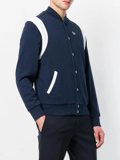 Shop Maison Kitsuné Buttoned Bomber Jacket - Blue