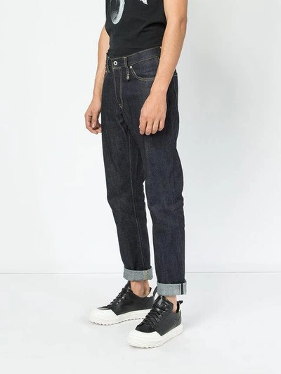 Shop Fdmtl Cropped Straight-leg Jeans In Blue