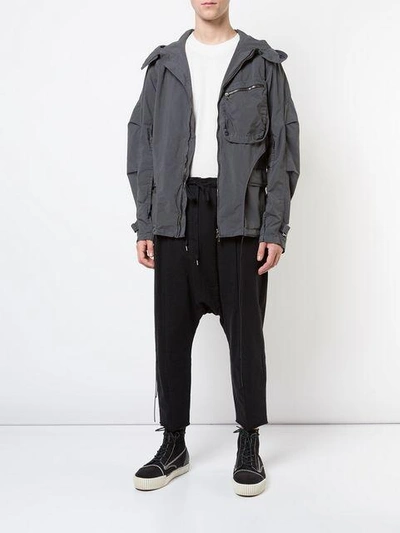 Shop The Viridi-anne Layered Design Hooded Jacket - Grey