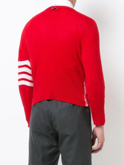 Shop Thom Browne 4-bar Short Cashmere Pullover In Red