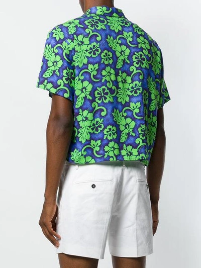 Shop Dsquared2 Cropped Hawaiian Print Shirt In Blue