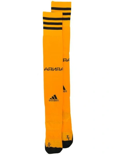 Shop Gosha Rubchinskiy X Adidas Football Socks - Orange In Yellow & Orange