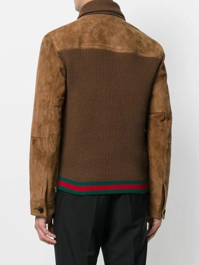 Shop Gucci Shawl Collar Jacket In Brown