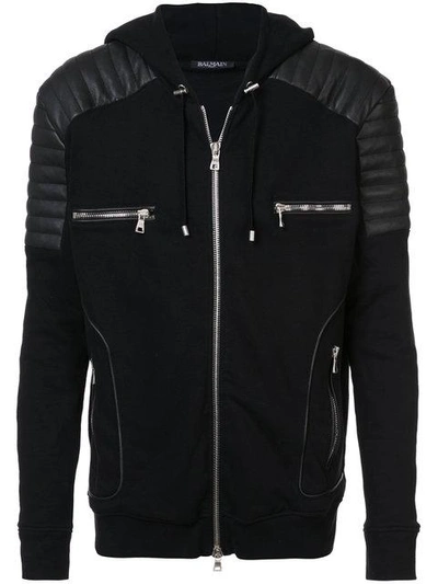 Shop Balmain Biker Sweatshirt In Black