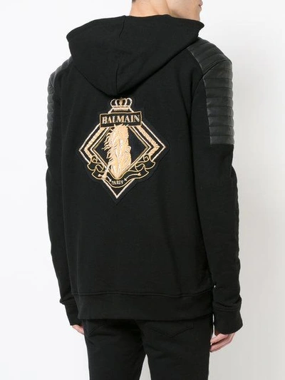 Shop Balmain Biker Sweatshirt In Black