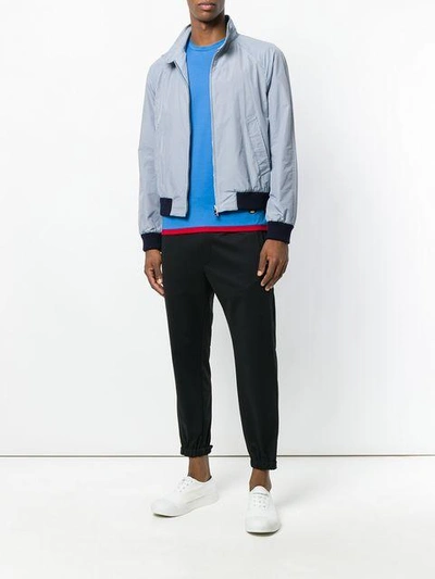 Shop Prada Checked Jacket In Blue