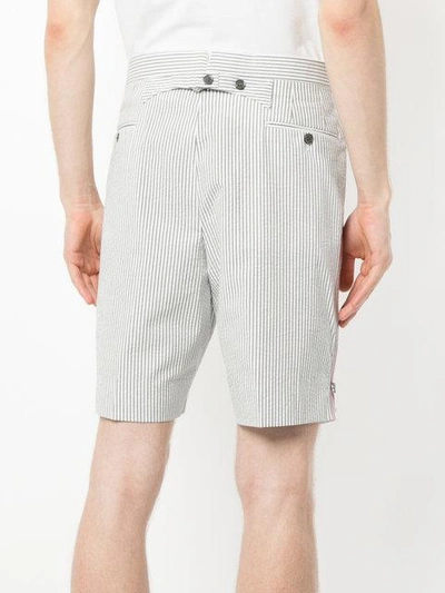 Shop Thom Browne Seersucker Striped Shorts In Grey
