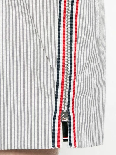 Shop Thom Browne Seersucker Striped Shorts In Grey