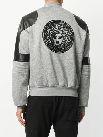 Shop Versace Medusa Bomber Jacket In Grey