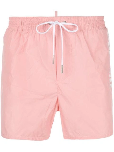 Shop Dsquared2 Branded Swim Shorts In Pink