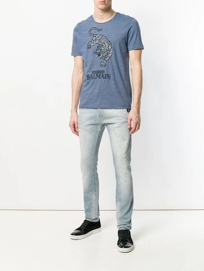 Shop Pierre Balmain Faded Skinny Jeans In Blue
