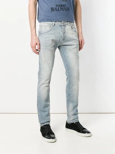 Shop Pierre Balmain Faded Skinny Jeans In Blue