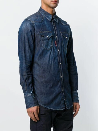 Shop Dsquared2 Western Denim Shirt - Blue