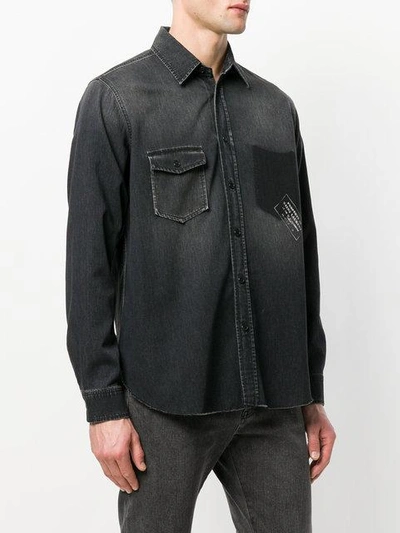 Shop Saint Laurent Printed Denim Shirt In Black