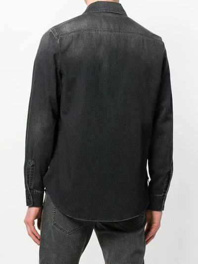 Shop Saint Laurent Printed Denim Shirt In Black